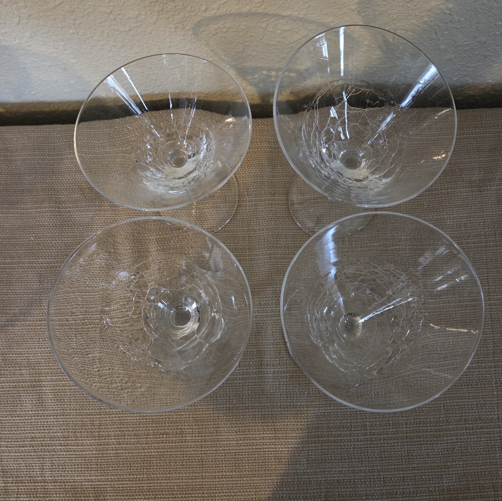Four Pier 1 Imports Crackle Glass Slanted Martini Glasses - Picture 2 of 4